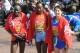 LONDON, UNITED KINGDOM - APRIL 21: Edna Kiplagat of Kenya, Priscah Jeptoo of Kenya and Yukiko Akaba of Japan pose at the finish line at the 2013 Virgin London Marathon on April 21, 2013 in London, England. (Photo by Stuart C. Wilson/Getty Images)