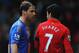 Trouble: Ivanovic confronts Suarez after shocking bite