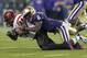 SEATTLE, WA - SEPTEMBER 01: Running back Walter Kazee #34 of the San Diego State Aztecs is tackled by cornerback Desmond Trufant #6 of the Washington Huskies on September 1, 2012 at CenturyLink Field in Seattle, Washington. (Photo by Otto Greule Jr/Getty Images)