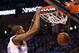 OKLAHOMA CITY, OK - APRIL 21: Kevin Durant #35 of the Oklahoma City Thunder slam dunks the ball against the Houston Rockets during the first half of Game One of the Western Conference Quarterfinals of the 2013 NBA Playoffs at Chesapeake Energy Arena on April 21, 2013 in Oklahoma City, Oklahoma. NOTE TO USER: User expressly acknowledges and agrees that, by downloading and or using this photograph, User is consenting to the terms and conditions of the Getty Images License Agreement. (Photo by Christian Petersen/Getty Images)