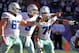 October 14, 2012; Baltimore, MD, USA; Dallas Cowboys center Phil Costa (67), quarterback Tony Romo (9) and guard Nate Livings (71) change a play at the line of scrimmage against the Baltimore Ravens at M&T Bank Stadium. Mandatory Credit: Mitch Stringer-USA TODAY Sports