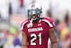 Nov 17, 2012; Columbia, SC, USA South Carolina Gamecocks linebacker DeVonte Holloman (21) smiles during the game against the Wofford Terriers at Williams Brice Stadium. South Carolina defeated Wofford 24-7. Mandatory Credit: Jeremy Brevard-USA TODAY Sports