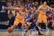 DENVER, CO - APRIL 20: Andre Miller #24 of the Denver Nuggets steals the ball from Jarrett Jack #2 of the Golden State Warriors during Game One of the Western Conference Quarterfinals of the 2013 NBA Playoffs at the Pepsi Center on April 20, 2013 in Denver, Colorado. The Nuggets defeated the Warriors 97-95. NOTE TO USER: User expressly acknowledges and agrees that, by downloading and or using this photograph, User is consenting to the terms and conditions of the Getty Images License Agreement. (Photo by Doug Pensinger/Getty Images)