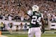 Sept 11, 2011; East Rutherford, NJ, USA; New York Jets cornerback Darrelle Revis (24) celebrates his interception during the second half against the Dallas Cowboys at the MetLife Stadium. The Jets defeated the Cowboys 27-24. Mandatory Credit: Ed Mulholland-USA TODAY Sports