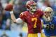 PASADENA, CA - NOVEMBER 17: Quarterback Matt Barkley #7 of the USC Trojans drops back to pass against the UCLA Bruins in the second half at the Rose Bowl on November 17, 2012 in Pasadena, California. UCLA defeated USC 38-28. (Photo by Jeff Gross/Getty Images)