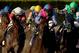 HALLANDALE, FL - MARCH 30: Orb #6 (L), riden by John Velazquez, comes aound turn four behind Itsmyluckyday #3, riden by Elvis Trujillo, and Narvaez #10, riden by Rajiv Maragh, during the Florida Derby at Gulfstream Park on March 30, 2013 in Hallandale, Florida. (Photo by Matthew Stockman/Getty Images)