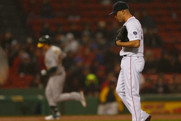 Aceves, Red Sox Struggle Against A's