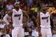 MIAMI, FL - MARCH 22: LeBron James #6 and Dwyane Wade #3 of the Miami Heat lookon during a game against the Detroit Pistons at American Airlines Arena on March 22, 2013 in Miami, Florida. NOTE TO USER: User expressly acknowledges and agrees that, by downloading and or using this photograph, User is consenting to the terms and conditions of the Getty Images License Agreement. (Photo by Mike Ehrmann/Getty Images)