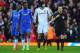LIVERPOOL, ENGLAND - APRIL 21: Ramires, Mikel and Petr Cech of Chelsea talk to referee Kevin Friend after the equalising goal by Luis Suarez of Liverpool during the Barclays Premier League match between Liverpool and Chelsea at Anfield on April 21, 2013 in Liverpool, England. (Photo by Michael Regan/Getty Images)