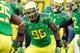 EUGENE, OR - SEPTEMBER 1: Dion Jordan #96 of the Oregon Ducks during warm ups against the Arkansas State Red Wolves on September 1, 2012 at Autzen Stadium in Eugene, Oregon. Oregon won the game 57-34. (Photo by Craig Mitchelldyer/Getty Images)