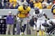 MORGANTOWN, WV - NOVEMBER 03: Tavon Austin #1 of the West Virginia Mountaineers carries the ball against the TCU Horned Frogs during the game on November 3, 2012 at Mountaineer Field in Morgantown, West Virginia. (Photo by Justin K. Aller/Getty Images)