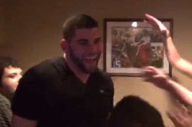 Justin Pugh Gets Mauled After Getting His Draft Call