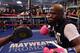 LAS VEGAS, NV - APRIL 17: Boxer Floyd Mayweather Jr. works out at the Mayweather Boxing Club on April 17, 2013 in Las Vegas, Nevada. Mayweather Jr. will fight Robert Guerrero for the WBC welterweight title at the MGM Grand Garden Arena on May 4, 2013. (Photo by Bryan Haraway/Getty Images)