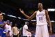 OKLAHOMA CITY, OK - APRIL 24: Kevin Durant #35 of the Oklahoma City Thunder reacts to the crowd during Game Two of the Western Conference Quarterfinals of the 2013 NBA Playoffs against the Houston Rockets at Chesapeake Energy Arena on April 24, 2013 in Oklahoma City, Oklahoma. NOTE TO USER: User expressly acknowledges and agrees that, by downloading and or using this photograph, User is consenting to the terms and conditions of the Getty Images License Agreement. (Photo by Christian Petersen/Getty Images)