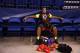 Feb 25, 2013; Indianapolis, IN, USA; Louisiana Tigers linebacker Kevin Minter rests on the bench after finishing his on the field workout during the NFL Combine at Lucas Oil Stadium. Mandatory Credit: Brian Spurlock-USA TODAY Sports