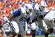 September 22, 2012; Gainesville FL, USA; Kentucky Wildcats guard Larry Warford (67) and guard Zach West (75) block against the Florida Gators in the second quarter at Ben Hill Griffin Stadium. Mandatory Credit: Kim Klement-USA TODAY Sports