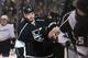 LOS ANGELES, CA - APRIL 13: Drew Doughty #8 of the Los Angeles Kings celebrates with his bench after scoring a first period goal against the Anaheim Ducks at Staples Center on April 13, 2013 in Los Angeles, California. (Photo by Stephen Dunn/Getty Images)