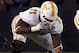 STARKVILLE, MS - OCTOBER 13: Offensive linesman Dallas Thomas #71 of the Tennessee Volunteers takes a three point stand as he lines up against the Tennessee Volunteers on October 13, 2012 at Davis Wade Stadium in Starkville, Mississippi. (Photo by Butch Dill/Getty Images)