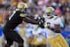 BOULDER, CO - SEPTEMBER 29: Offensive linesman Stephane Nembot #77 of the Colorado Buffaloes blocks defensive end Datone Jones #56 of the UCLA Bruins at Folsom Field on September 29, 2012 in Boulder, Colorado. UCLA defeated Colorado 42-14. (Photo by Doug Pensinger/Getty Images)