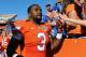 GAINESVILLE, FL - NOVEMBER 10: Linebacker Jelani Jenkins #3 of the Florida Gators celebrates with fans after returning a blocked punt for a game-winning touchdown against the Louisiana-Lafayette Ragin' Cajuns November 10, 2012 in Gainesville, Florida. Florida won 27 - 20. (Photo by Al Messerschmidt/Getty Images)