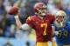 PASADENA, CA - NOVEMBER 17: Quarterback Matt Barkley #7 of the USC Trojans drops back to pass against the UCLA Bruins in the second half at the Rose Bowl on November 17, 2012 in Pasadena, California. UCLA defeated USC 38-28. (Photo by Jeff Gross/Getty Images)