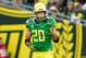 EUGENE, OR - SEPTEMBER 1: John Boyett #20 of the Oregon Ducks during warm ups against the Arkansas State Red Wolves on September 1, 2012 at Autzen Stadium in Eugene, Oregon. Oregon won the game 57-34. (Photo by Craig Mitchelldyer/Getty Images)