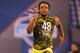 Feb 25, 2013; Indianapolis, IN, USA; Fresno State defensive back Phillip Thomas runs the 40 yard dash during the NFL Combine at Lucas Oil Stadium. Mandatory Credit: Brian Spurlock-USA TODAY Sports