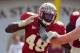 Oct 29, 2011; Tallahassee, FL, USA; Florida State Seminoles defensive end Brandon Jenkins (49) during the game against the North Carolina State Wolfpack at Doak Campbell Stadium. Mandatory Credit: Melina Vastola-USA TODAY Sports