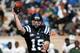 Nov 24, 2012; Durham, NC, USA; Duke Blue Devils quarterback Sean Renfree (19) gets off a pass against the Miami Hurricanes during the first half at Wallace Wade Stadium. Mandatory Credit: Mark Dolejs-USA TODAY Sports