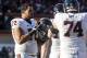 Nov 24, 2012; Blacksburg, VA, USA; Virginia Cavaliers offensive tackle Oday Aboushi (72) on the field during the game against the Virginia Tech Hokies at Lane Stadium. Mandatory Credit: Peter Casey-USA TODAY Sports Images