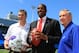 Apr 26, 2013; Orchard Park, NY, USA; Buffalo Bills Buffalo Bills head coach Doug Marrone (left), first round draft pick quarterback E.J. Manuel (middle) and general manager Buddy Nix pose for a photo at the press conference at Ralph Wilson Stadium. Mandatory Credit: Kevin Hoffman-USA TODAY Sports