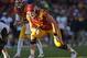 Nov 23, 2012; Ames, Iowa, USA; Iowa State Cyclones offensive tackle Carter Bykowski (71) gets set on the line against the West Virginia Mountaineers during the first half at Jack Trice Stadium. Mandatory Credit: Peter G. Aiken-USA TODAY Sports