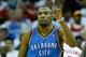 HOUSTON, TX - APRIL 27: Kevin Durant #35 of the Oklahoma City Thunder celebrates a shot against the Houston Rockets in Game Three of the Western Conference Quarterfinals of the 2013 NBA Playoffs at the Toyota Center on April 27, 2013 in Houston, Texas. NOTE TO USER: User expressly acknowledges and agrees that, by downloading and or using this photograph, User is consenting to the terms and conditions of the Getty Images License Agreement. (Photo by Scott Halleran/Getty Images) . (Photo by Scott Halleran/Getty Images)