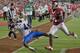 HOUSTON, TX - SEPTEMBER 08: Quinton Patton #4 of the Louisiana Tech Bulldogs makes a one handed catch in the corner of the endzone as he beats D.J. Hayden #2 of the Houston Cougars on the play at Robertson Stadium on September 8, 2012 in Houston, Texas. Officials ruled that Patton was out of bounds on the play. Louisiana Tech Bulldogs defeated the Houston Cougars 56-49. (Photo by Bob Levey/Getty Images)