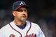 ATLANTA, GA - APRIL 16: Fredi Gonzalez of the Atlanta Braves walks back to the dugout after arguing a call in the seventh inning against the Kansas City Royals at Turner Field on April 16, 2013 in Atlanta, Georgia. All uniformed team members are wearing jersey number 42 in honor of Jackie Robinson Day. (Photo by Daniel Shirey/Getty Images)