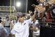 Sep 1, 2012; Oxford, MS, USA; Mississippi Rebels head coach Hugh Freeze greets fans after his team defeated the Central Arkansas Bears 49-27 at Vaught-Hemingway Stadium. Mandatory Credit: Jim Brown-USA TODAY Sports