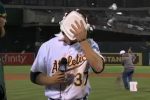 A's Slugger Moss Pies Himself After Hitting Walk-Off HR in 19th