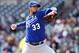 April 25, 2013; Detroit, MI, USA; Kansas City Royals starting pitcher James Shields (33) pitches in the first inning against the Detroit Tigers at Comerica Park. Mandatory Credit: Rick Osentoski-USA TODAY Sports