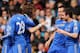 LONDON, ENGLAND - APRIL 28: Frank Lampard of Chelsea (R) is congratulated by team mates Demba Ba (L), David Luiz (2L) and John Terry (2R) as he scores their second goal from the penalty spot during the Barclays Premier League match between Chelsea and Swansea City at Stamford Bridge on April 28, 2013 in London, England. (Photo by Ian Walton/Getty Images)