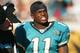 JACKSONVILLE, FL- DECEMBER 12: Wide receiver Reggie Williams #11 of the Jacksonville Jaguars is on the sidelines during the game against the Chicago Bears at Alltel Stadium on December 12, 2004 in Jacksonville, Florida. The Jaguars won the game 22-3. (Photo by Scott Halleran/Getty Images)
