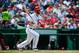 Apr 24, 2013; Washington, DC, USA; Washington Nationals left fielder Bryce Harper (34) bats during the fifth inning against the St. Louis Cardinals at Nationals Park. Mandatory Credit: Brad Mills-USA TODAY Sports