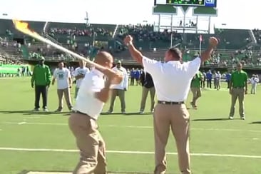 VIDEO: Marshall Strength Coach Has Flaming Paddle Broken over Back