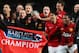 MANCHESTER, ENGLAND - APRIL 22: Rio Ferdinand, Tom Cleverley, Phil Jones, Shinji Kagawa, Jonny Evans and Antonio Valencia of Manchester United celebrate winning the Premier League title after the Barclays Premier League match between Manchester United and Aston Villa at Old Trafford on April 22, 2013 in Manchester, England. (Photo by Alex Livesey/Getty Images)