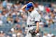 NEW YORK, NY - APRIL 28: R.A. Dickey #43 of the Toronto Blue Jays looks on from the mound during the seventh inning against the New York Yankees at Yankee Stadium on April 28, 2013 in the Bronx borough of New York City. (Photo by Jim McIsaac/Getty Images)
