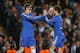 LONDON, ENGLAND - MAY 02: Fernando Torres of Chelsea (L) celebrates with Eden Hazard as he scores their first goal during the UEFA Europa League semi-final second leg match between Chelsea and FC Basel 1893 at Stamford Bridge on May 2, 2013 in London, England. (Photo by Scott Heavey/Getty Images)
