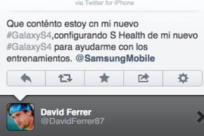 David Ferrer Loves the GalaxyS4, Says so from His IPhone TwitterApp