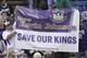 Mar 5, 2013; Sacramento, CA, USA; Sacramento Kings fans hold a sign for mayor Kevin Johnson (not pictured) to build the crown downtown arena and keep the Kings during the second quarter against the Denver Nuggets at Sleep Train Arena. Mandatory Credit: Kelley L Cox-USA TODAY Sports