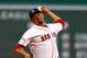 BOSTON, MA - AUGUST 23: Franklin Morales #46 of the Boston Red Sox pitches against the Los Angeles Angels during the game on August 23, 2012 at Fenway Park in Boston, Massachusetts. (Photo by Jared Wickerham/Getty Images)