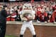AUBURN, AL - NOVEMBER 10: Georgia's mascot poses in front of Georgia Bulldog fans after their game against Auburn Tigers on November 10, 2012 at Jordan-Hare Stadium in Auburn, Alabama. Georgia defeated Auburn 38-0 and clinched the SEC East division. (Photo by Michael Chang/Getty Images)
