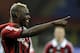 MILAN, ITALY - APRIL 28: Mario Balotelli of AC Milan celebrates scoring his team's fourth goal from a penalty kick during the Serie A match between AC Milan and Calcio Catania at San Siro Stadium on April 28, 2013 in Milan, Italy. (Photo by Claudio Villa/Getty Images)